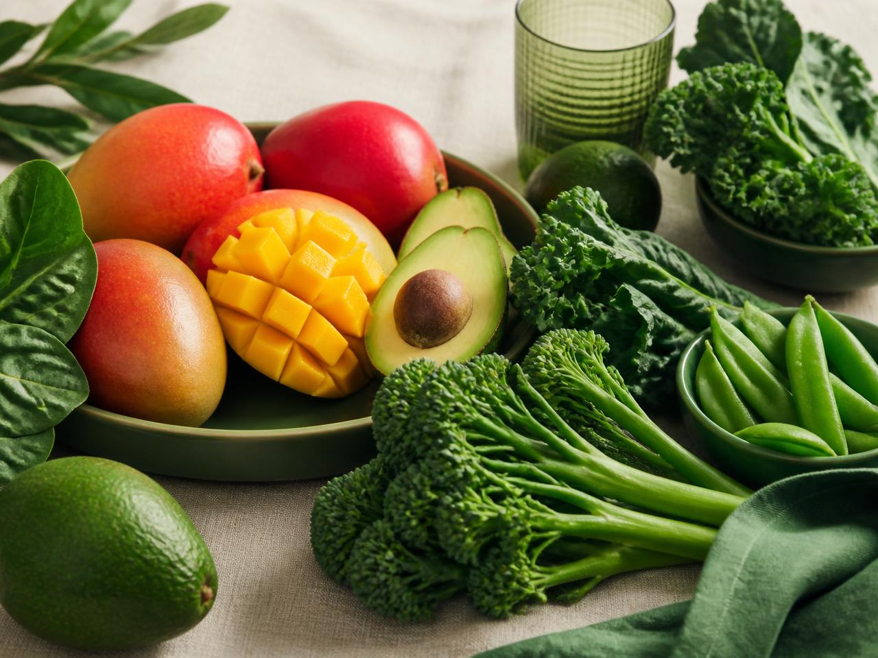 Fresh mangoes, avocados and green vegetables sourced for wholesale trade